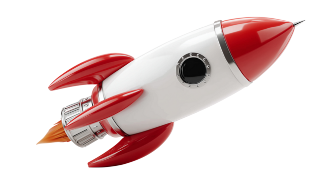 Bright and shiny retro rocket model ready for adventure in space exploration and imaginative play Generative AI