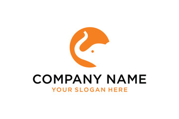Minimalist Elephant Head Logo Design with Orange Circle for Company Branding