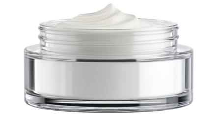 Creamy moisturizer in clear jar placed on simple background for skincare enthusiasts and beauty lovers Generative AI