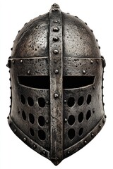 Medieval knight's helmet, dark gray metal, detailed