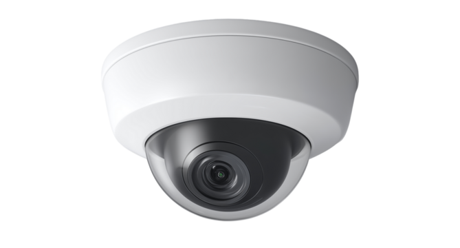 Security camera mounted on a ceiling in a modern building for surveillance and safety Generative AI