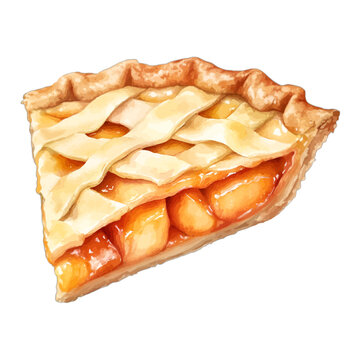 Watercolor Slice of Apple Pie Clipart: Rustic Dessert Illustration
