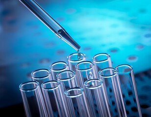 Scientific Precision: A Pipette Dripping Liquid into Test Tubes for Research and Experimentation in a Laboratory Environment