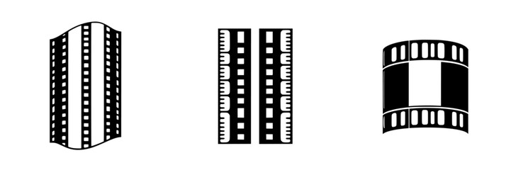 Obraz premium Different styles of film strip representations illustrating vintage cinema technology during a creative design session