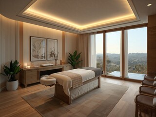 高級ホテルのスパ、マッサージルーム