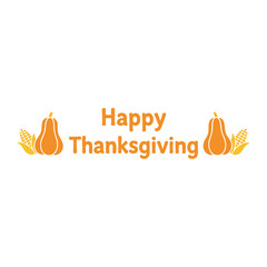 Happy Thanksgiving Minimalist Pumpkin Corn Harvest Vector Icon