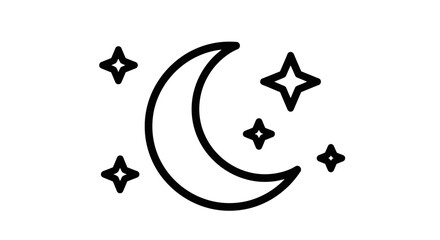Obraz premium Celestial Display: Crescent Moon and Sparkling Starry Configuration Against Midnight Backdrop