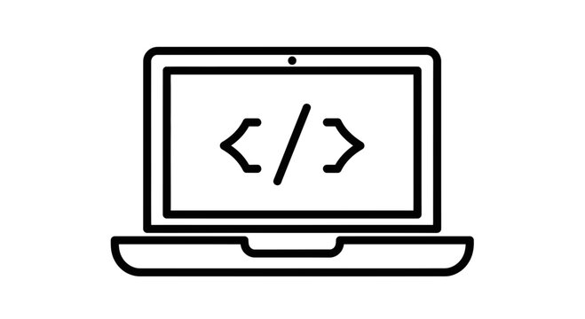 Coding Icon Depicted On A Modern Laptop Screen Symbolic Of Digital Innovation In The Tech World
