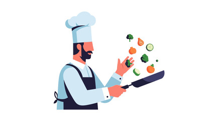 Chef Prepares Fresh Colorful Vegetables While Cooking In The Kitchen