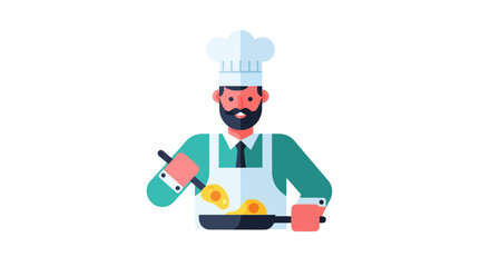 Chef Preparing Freshly Cooked Eggs In Pan, Culinary Professional, Delicious Breakfast