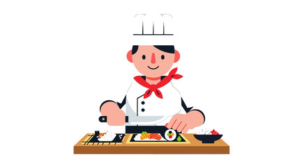 Chef Preparing Sushi Delicacies With Meticulous Precision And Culinary Artistry