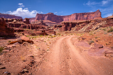 hiking the lathrop trail near moab in canyonlands island in the sky in utah, usa