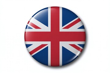 Shiny 3D United Kingdom Union Jack Flag Badge Representing British Culture, European Travel, and International Business Relations