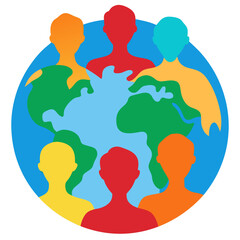 Inclusion diversity human silhouettes around globe illustration vector illustration