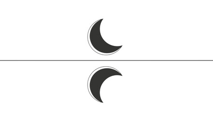 Obraz premium Conceptual Minimalist Artwork Depicting Crescent Moons and Symbolic Reflection on Black Background