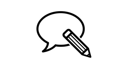 Conceptualizing Ideas With Pencil And Speech Bubble Against A Deep Black Backdrop