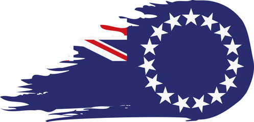 Obraz premium Cook Islands comet flag fly, grunge brush vector