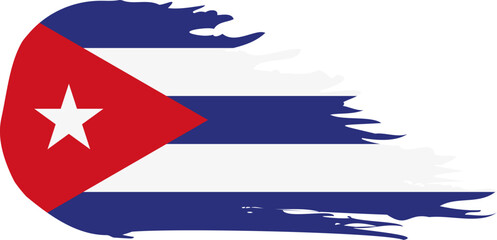 Cuba comet flag fly, grunge brush vector