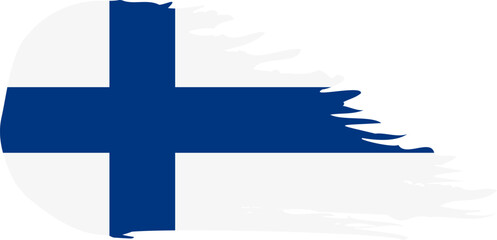 Obraz premium Finland comet flag fly, grunge brush vector