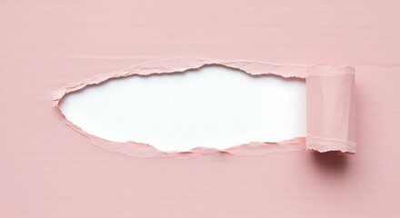 Torn pink paper revealing blank space for message or design concept