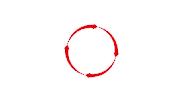 Four white arrows forming a circular rotation symbol,refresh arrow icon. Arrow refresh and recycle icon and arrow loading bar animation.