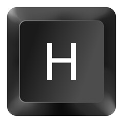 Obraz premium Keyboard key H button displaying the letter H in black keycap style, perfect for computer, typing, and digital design themes, isolated on white background, high-resolution detailed image.