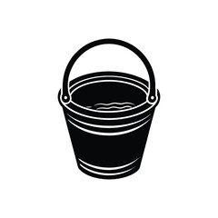 A bucket holding water vector silhouette illustration