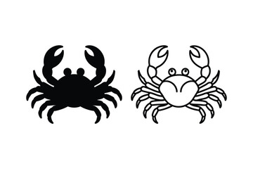Ocean crab set silhouette vector illustration