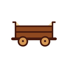 wooden wagon colorful vector illustration