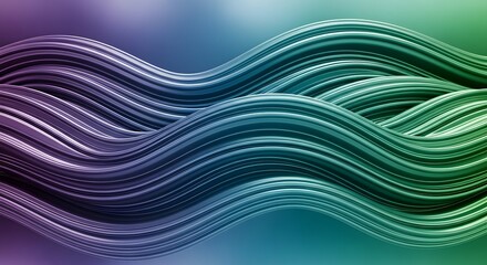 Photo of abstract colorful wavy lines with metallic sheen and smooth texture on a gradient