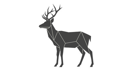 Obraz premium Geometric Deer Silhouette on Black Background: A Modern, Minimalist Artwork
