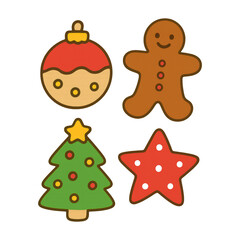 Fototapeta premium PNG Festive holiday cookie illustrations