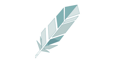 Geometric Feather Design, Abstract Illustration on Black Background, Minimalist Art