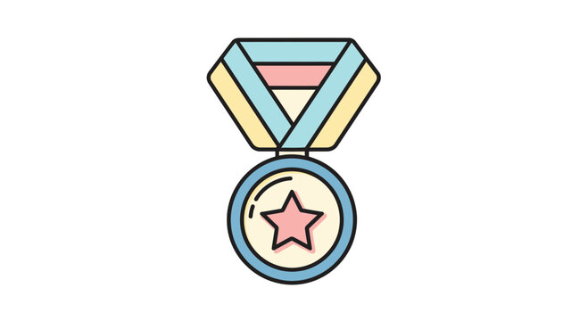 Iconic Medal Illustrative of Accomplishment and Achievement, Bright Style
