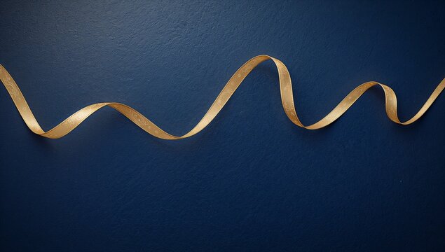A gold ribbon is draped over a blue background - Powered by Adobe