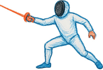 
동적인 펜싱 선수 일러스트