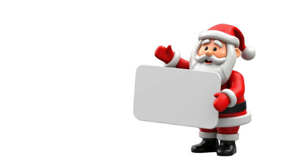 Naklejka premium 3D cartoon Santa holding blank sign — isolated on transparent background