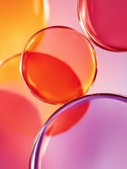 Colorful abstract glass bubbles floating against a soft gradient background