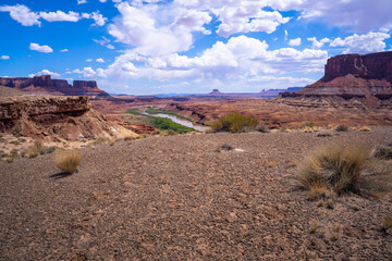 hiking near moab in canyonlands island in the sky in utah, usa