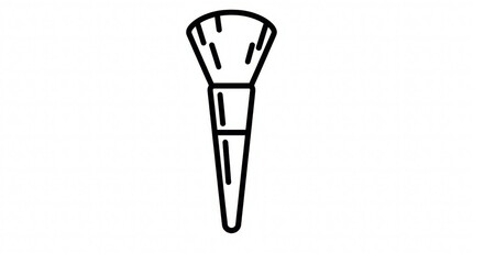 Simple line drawing silhouette of a makeup powder brush for beauty applications