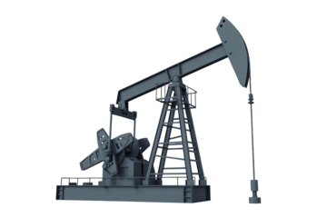 Oil pump jack extracting resources in a modern industrial setting, representing energy and production