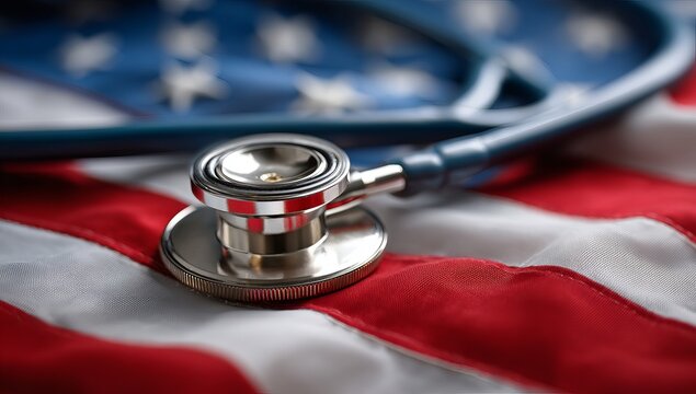 Stethoscope on US Flag Detailed View american flag