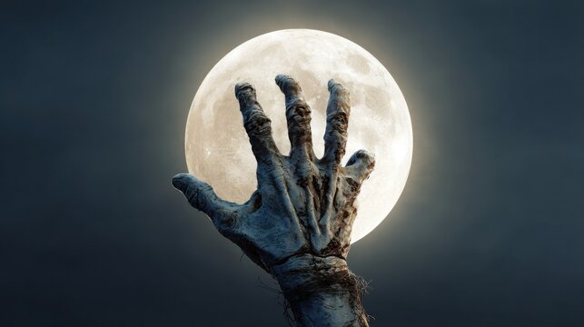 zombie hand reaching for the moon