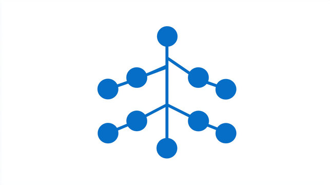 Blue Binary Tree Diagram - Digital Network Structure Visualization Concept