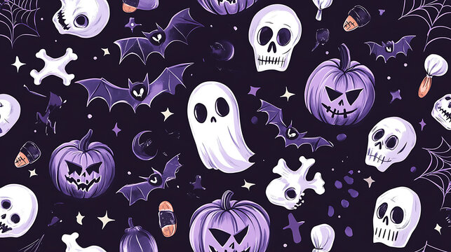 A halloween themed pattern with pumpkins and bats - Powered by Adobe