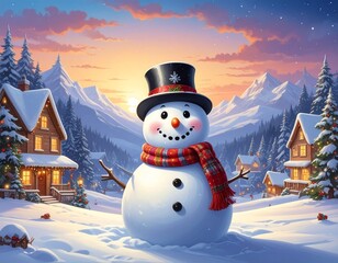 Fototapeta premium snowman in the winter,karda bir kardan adam 