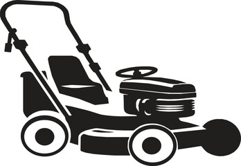 Fototapeta premium Lawn Mower Icon Black Silhouette Simple Design On White background. 