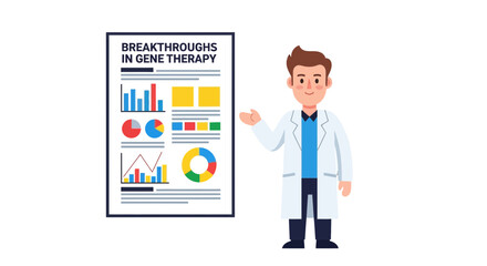 Medical Professional Presenting Breakthroughs In Gene Therapy Using Data Visualizations