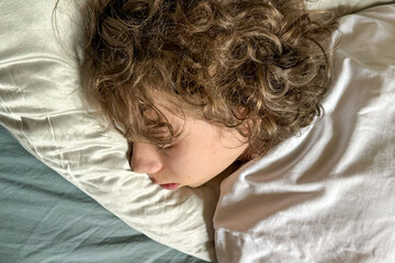 Peaceful Sleeping Teen On Pillow In Morning Light For Concepts Of Restorative Sleep, Mental Recovery, Youth Wellness, Daily Routine Balance, And Calm Visuals Promoting Healthy Lifestyle Habits