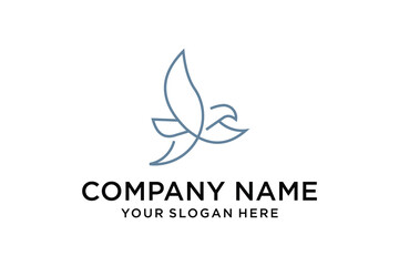 Abstract Minimalist Line Art Flying Bird Logo Design Template for Company Branding